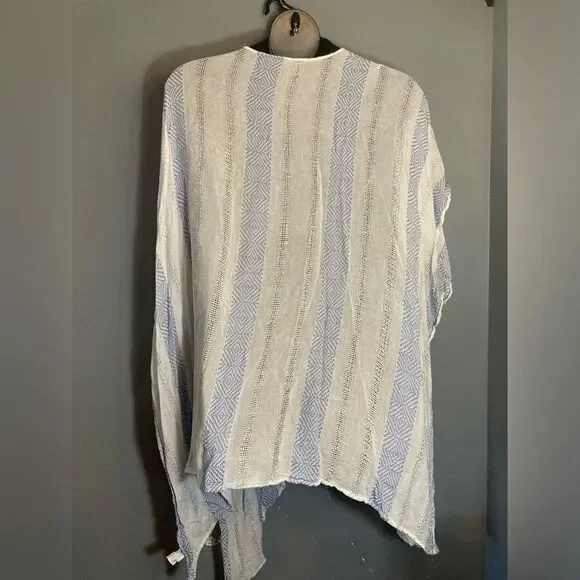 Blue Island white and blue striped lightweight cover-up - Picture 6 of 8